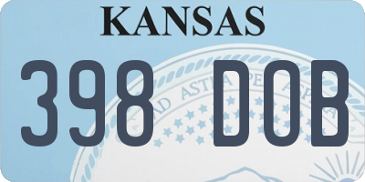 KS license plate 398DOB