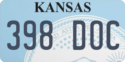 KS license plate 398DOC