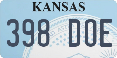 KS license plate 398DOE