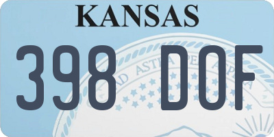 KS license plate 398DOF