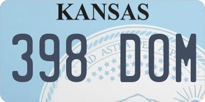 KS license plate 398DOM