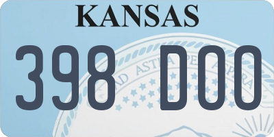 KS license plate 398DOO