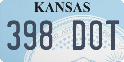 KS license plate 398DOT