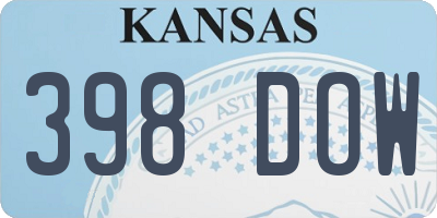 KS license plate 398DOW