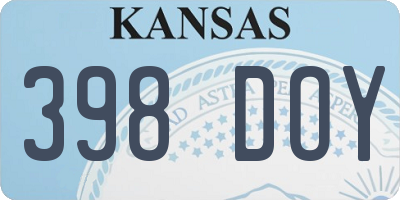 KS license plate 398DOY