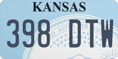 KS license plate 398DTW