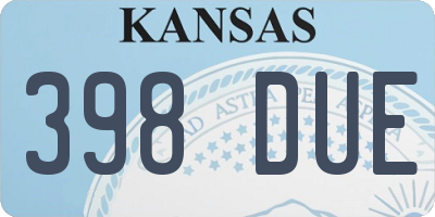 KS license plate 398DUE