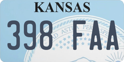 KS license plate 398FAA