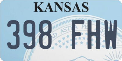 KS license plate 398FHW