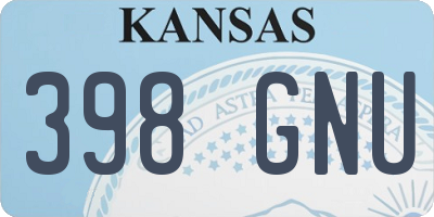 KS license plate 398GNU