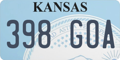 KS license plate 398GOA