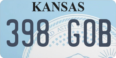 KS license plate 398GOB