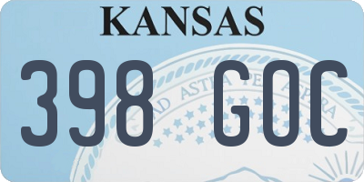 KS license plate 398GOC