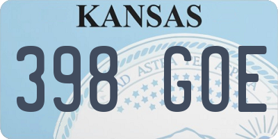 KS license plate 398GOE