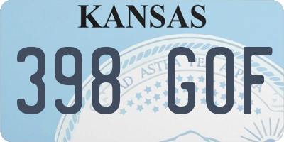 KS license plate 398GOF