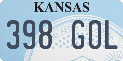 KS license plate 398GOL