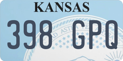 KS license plate 398GPQ