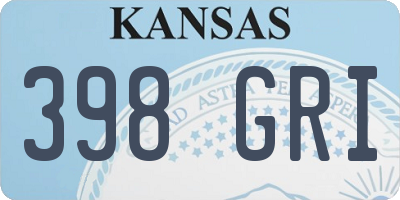 KS license plate 398GRI