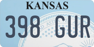 KS license plate 398GUR