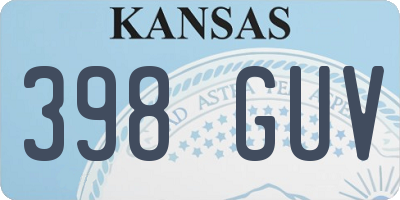 KS license plate 398GUV