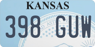 KS license plate 398GUW