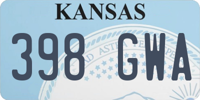 KS license plate 398GWA