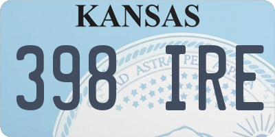 KS license plate 398IRE