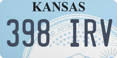KS license plate 398IRV