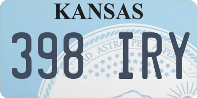 KS license plate 398IRY