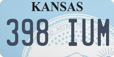 KS license plate 398IUM