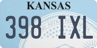 KS license plate 398IXL