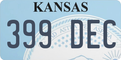 KS license plate 399DEC