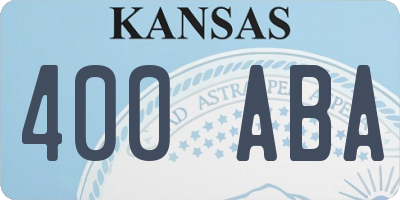 KS license plate 400ABA