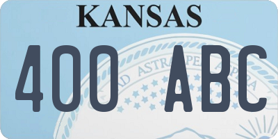 KS license plate 400ABC