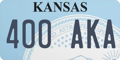 KS license plate 400AKA