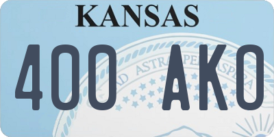 KS license plate 400AKO