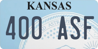 KS license plate 400ASF