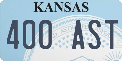 KS license plate 400AST