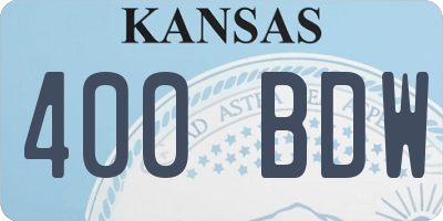 KS license plate 400BDW