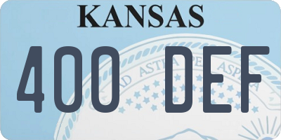 KS license plate 400DEF