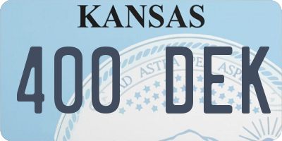 KS license plate 400DEK