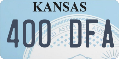 KS license plate 400DFA