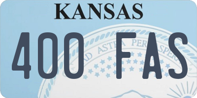 KS license plate 400FAS