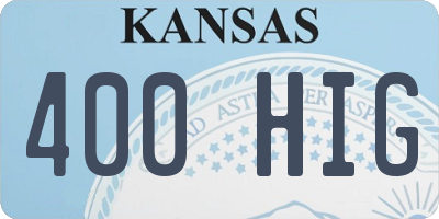 KS license plate 400HIG