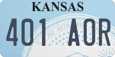 KS license plate 401AOR