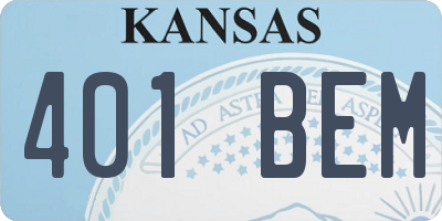 KS license plate 401BEM
