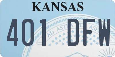 KS license plate 401DFW