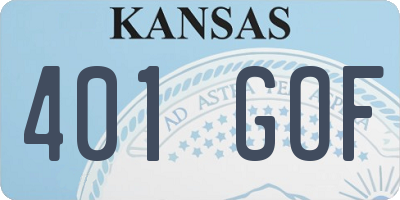 KS license plate 401GOF