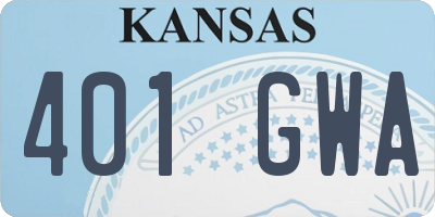 KS license plate 401GWA