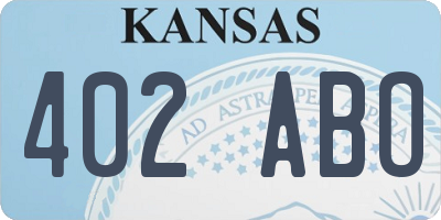 KS license plate 402ABO